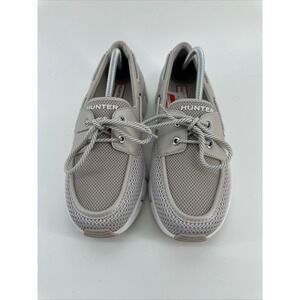 Hunter Mens Mesh Boat Shoes Grey White HWSASA Nautical Loafers Size 11M US 43EU